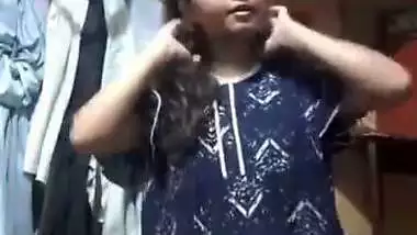 Cute chubby Indian GF lifting nighty and showing pussy